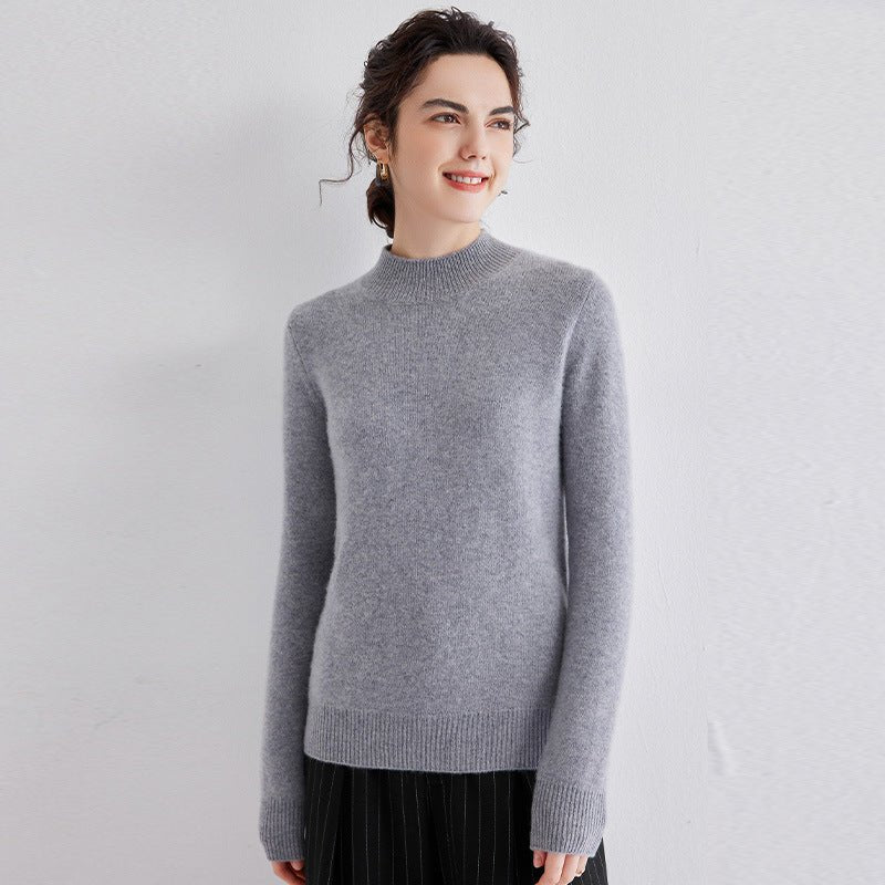 Cashmere Mock Neck Sweater for Women Slim Fit Solid Cashmere Pullover Multi Colors - slipintosoft