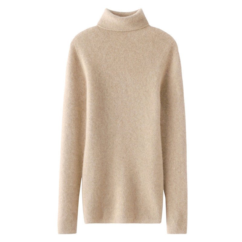 Knitted Cashmere Sweater for Women Slim Fit Turtleneck Solid Cashmere Pullover - slipintosoft