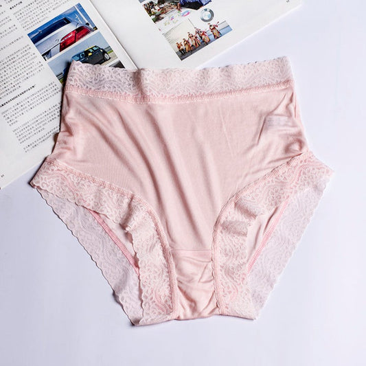 Comfortable Womens Silk Panties Soft High-waist Lace Silk Underwear