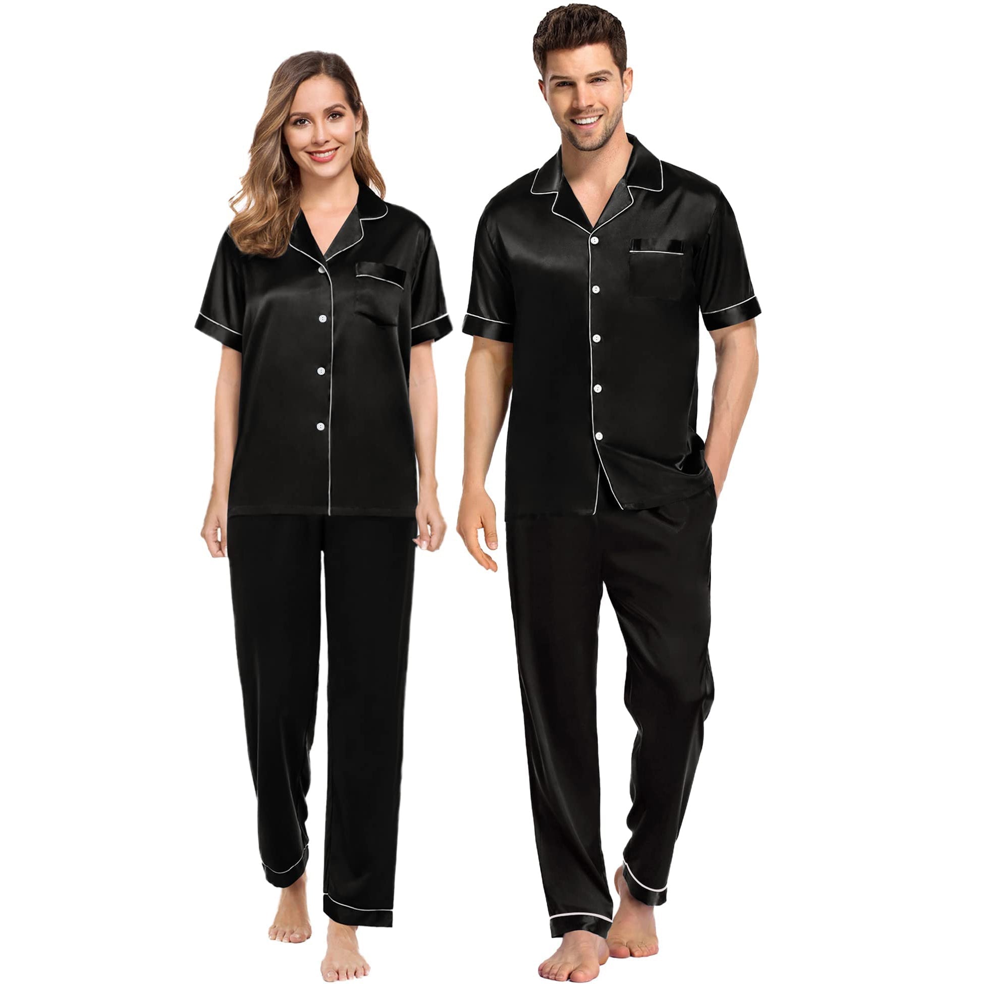 Silk Matching Pajamas 100% Mulberry Silk Couple Pajamas for Men and Women - slipintosoft