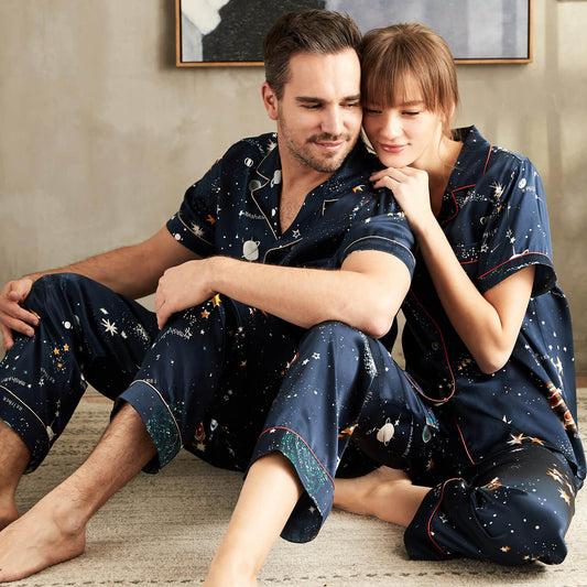 Par Silk Matching Pyjamas Sets universum Printed Silk Pyjamas