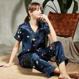 Par Silk Matching Pyjamas Sets universum Printed Silk Pyjamas