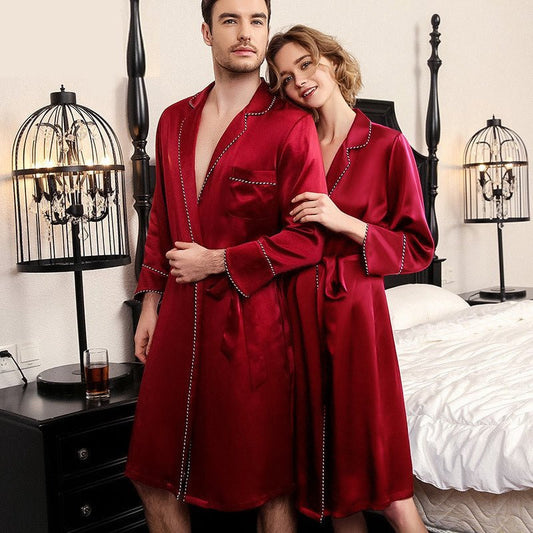 Par Silk Robes Herr & Womens Mulberry 100% Silk Matching Robe