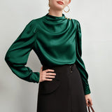 Elegant silk blouse for womens 100 mulberry long silk pullover