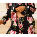 Long Floral Silk Pajama Set For Women Pink Black Real 100 Ladies Silk Pjs Mulberry Silk Sleepwear - slipintosoft