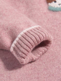 Girls Cashmere Sweater Puppy Patch Lace Hem Cashmere Knit Pullover