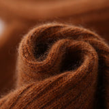Girls Ruffle Neck Cashmere Sweater Ribbed Knit Pullover Flared Cuffs