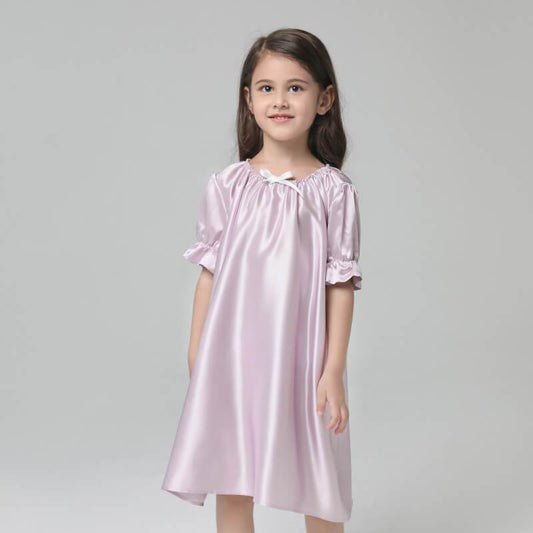 Girls Silk Nightgown 100% Summer Kids silk Nightwear