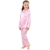 Flickor Silk Pyjama Set Long Unisex Silk Pyjamas för barn