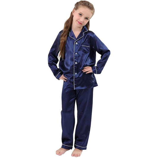 girls Silk Pyjamas Set long Silk Pjs Kids Silk Pyjamas Silk Sleepwear