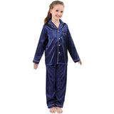 Flickor Silk Pyjama Set Long Unisex Silk Pyjamas för barn