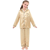 Flickor Silk Pyjama Set Long Unisex Silk Pyjamas för barn