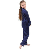 Flickor Silk Pyjama Set Long Unisex Silk Pyjamas för barn