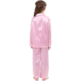 Flickor Silk Pyjama Set Long Unisex Silk Pyjamas för barn