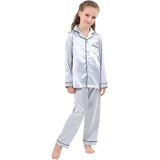 Flickor Silk Pyjama Set Long Unisex Silk Pyjamas för barn