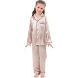 Flickor Silk Pyjama Set Long Unisex Silk Pyjamas för barn