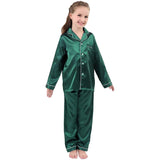 Flickor Silk Pyjama Set Long Unisex Silk Pyjamas för barn