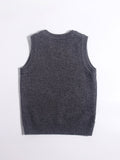 Kids 100% Cashmere Sweater Vest Abstract Dog Pattern Cashmere Knit Pullover