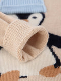 Kids Cashmere Sweater Penguin Design Crew Neck Cashmere Knit Pullover