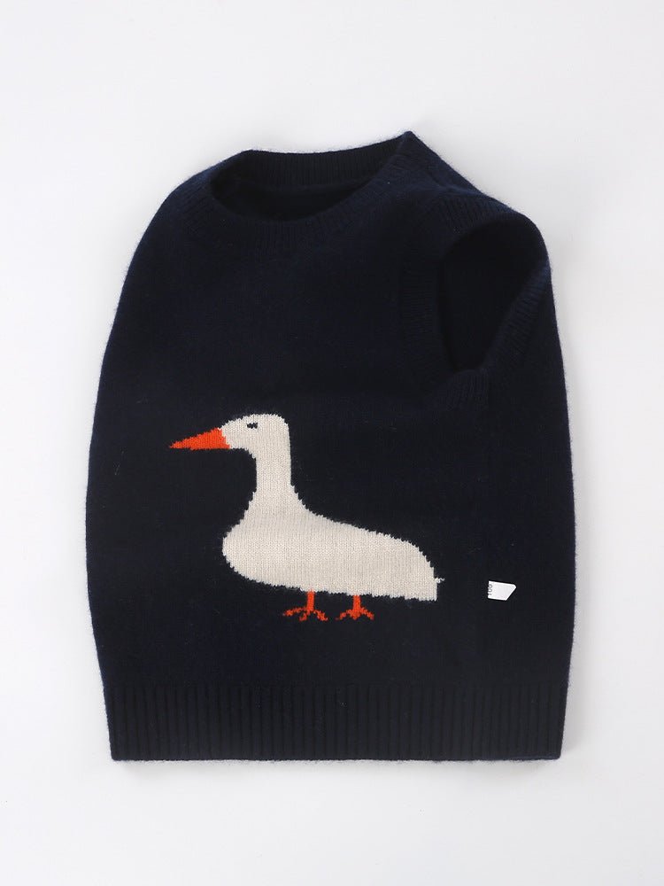 Kids Cashmere Sweater Vest Sleeveless Cashmere Knit Pullover with Goose