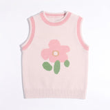 Kids Spring Fall Cashmere Vest Flower Design Cashmere Knit Pullover