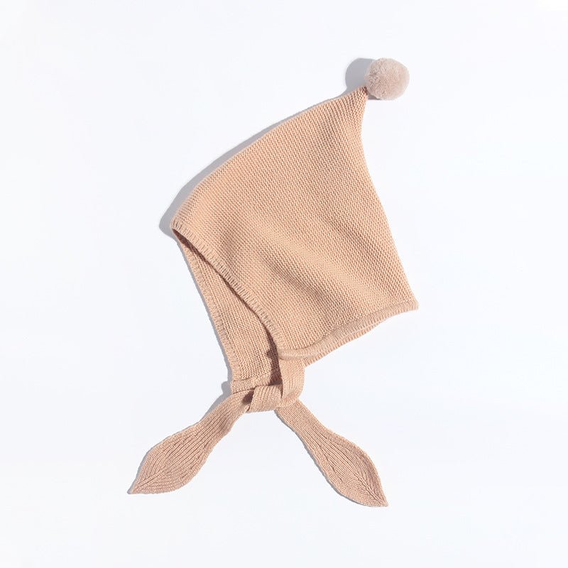 Kids Tie Cashmere Beanie Knit Elf Cashmere Hats with Pom Pom Multi Colors