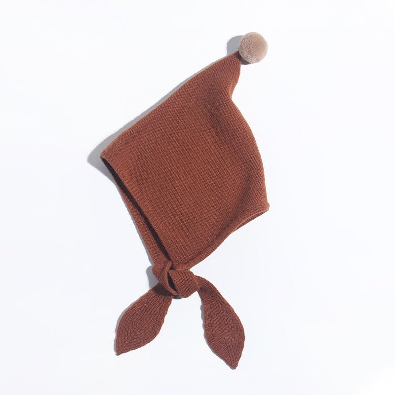 Kids Tie Cashmere Beanie Knit Elf Cashmere Hats with Pom Pom Multi Colors