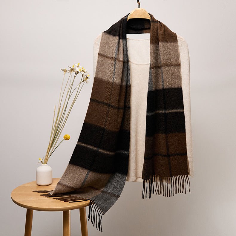 Long Cashmere Scarf with Tassel Plaid Cashmere Warps Multi Styles Winter Gifts - slipintosoft