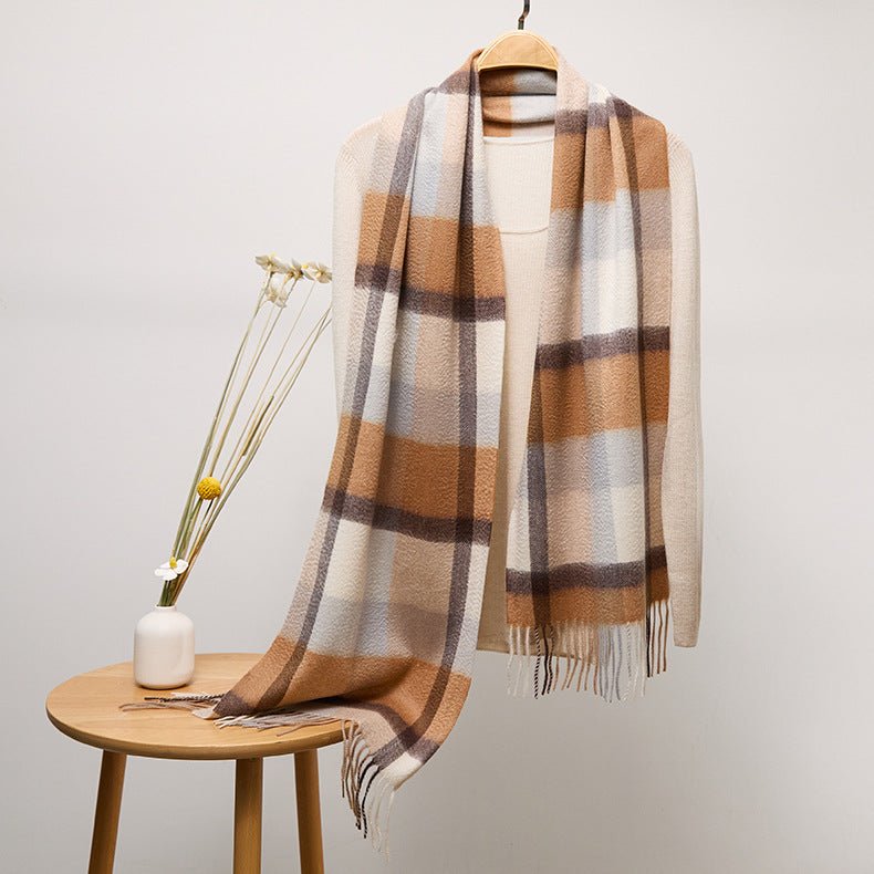 Long Cashmere Scarf with Tassel Plaid Cashmere Warps Multi Styles Winter Gifts - slipintosoft