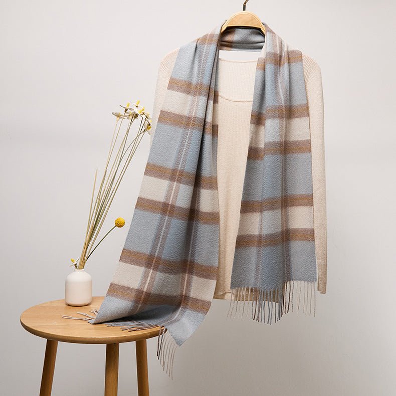 Long Cashmere Scarf with Tassel Plaid Cashmere Warps Multi Styles Winter Gifts - slipintosoft