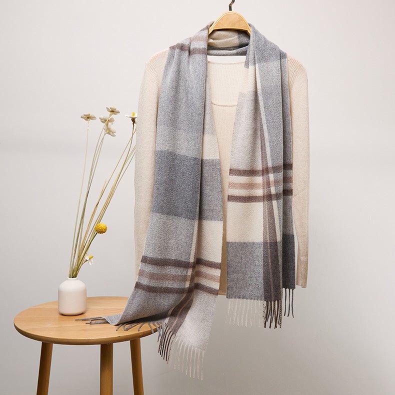 Long Cashmere Scarf with Tassel Plaid Cashmere Warps Multi Styles Winter Gifts - slipintosoft