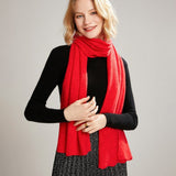 Long Cut - out Cashmere Scarf for Women Double Layer Solid Cashmere Shawl and Wraps Cashmere Scarf