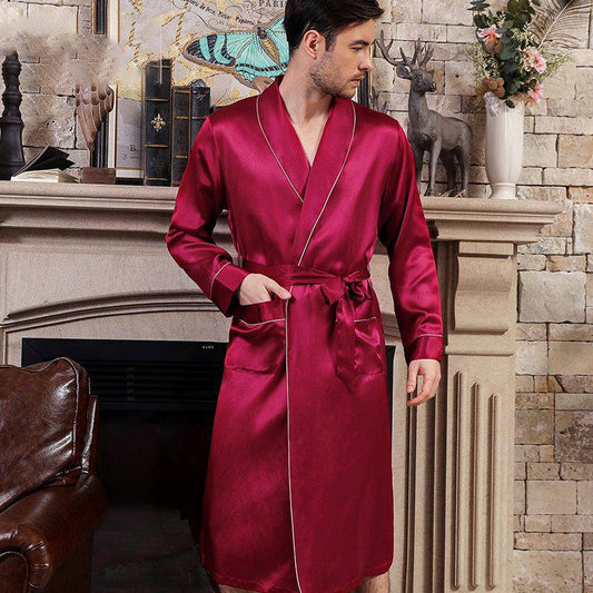 Long Men's Silk Robes Luxury Mens Silk Dressing Gowns