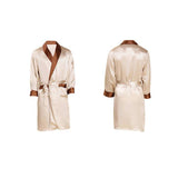 Gold Long Silk Robe For Men 100% Pure Silk Sleepwear -  slipintosoft