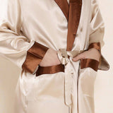 Gold Long Silk Robe For Men 100% Pure Silk Sleepwear -  slipintosoft