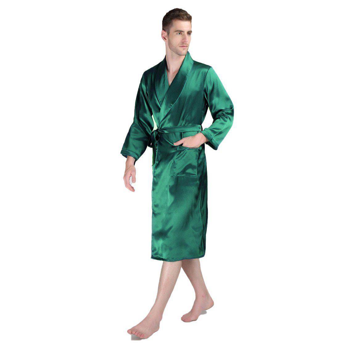 Long Silk Robe For Men Big and Tall Silk Dressing Gown -  slipintosoft