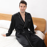 Long Silk Robe for Men Luxury Pure Silk Badrock Sovkläder