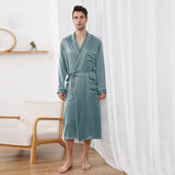 Long Silk Robe for Men Luxury Pure Silk Badrock Sovkläder