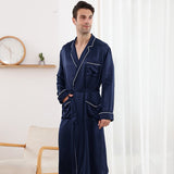 Long Silk Robe for Men Luxury Pure Silk Badrock Sovkläder