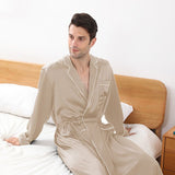 Long Silk Robe for Men Luxury Pure Silk Badrock Sovkläder