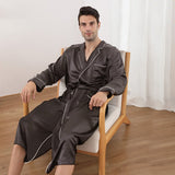 Long Silk Robe for Men Luxury Pure Silk Badrock Sovkläder