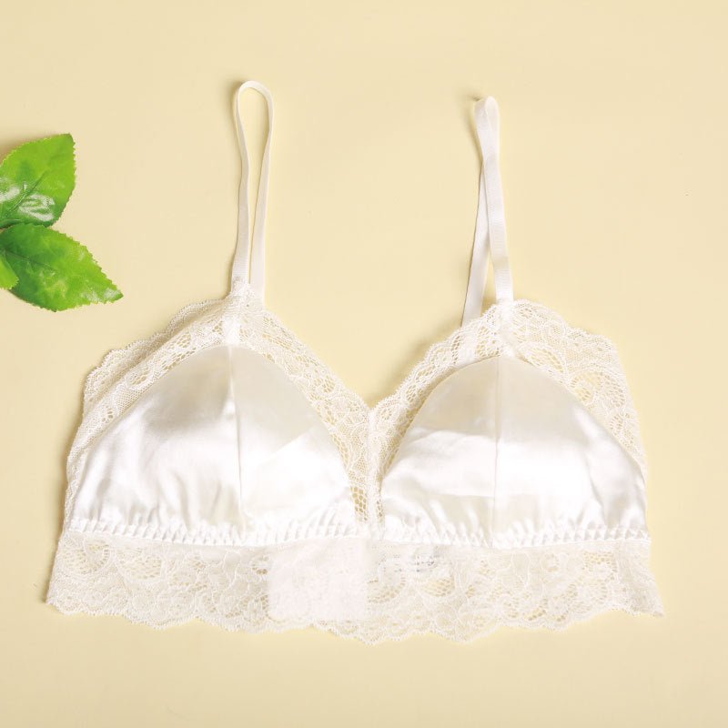 Luxurious Lace Wireless Silk Bra - slipintosoft