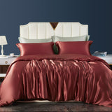 Luxury 22 Momme 4st Silk Däcke Cover Set (Flat Sheet)