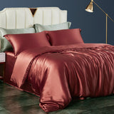 Luxury 22 Momme 4st Silk Däcke Cover Set (Flat Sheet)