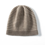 Pure Cashmere Keps med Ribbed Edge Cashmere Randig Cashmere Beanie Hat