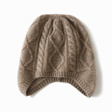 100 % Cashmere mössa för kvinnor Cashmere Beanie Hat Öronkåpa Cashmere Stickad Hat