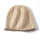 Pure Cashmere Bucket Hat med Curl Edge Cashmere Cable Stickad Keps blandade färger