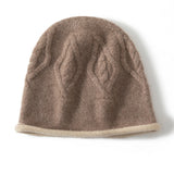 Pure Cashmere Bucket Hat med Curl Edge Cashmere Cable Stickad Keps blandade färger