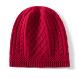 Pure Cashmere Beanie med Ribbed Edge Solid Cashmere Chunky Diamond Stickad Hatt