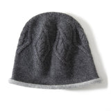 Pure Cashmere Bucket Hat med Curl Edge Cashmere Cable Stickad Keps blandade färger